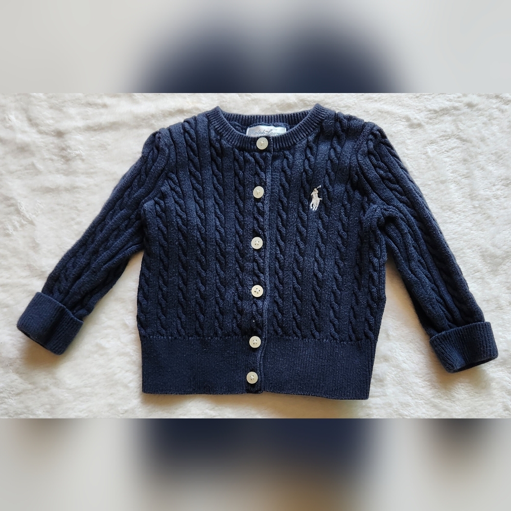 LIKE NEW Kids Ralph Lauren Blue Cable Knit Cardigan